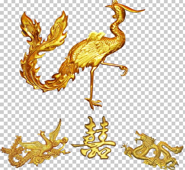 Fenghuang Gold Computer File PNG, Clipart, Adobe Illustrator, Animal, Decoration, Download, Dragon And Phoenix Free PNG Download
