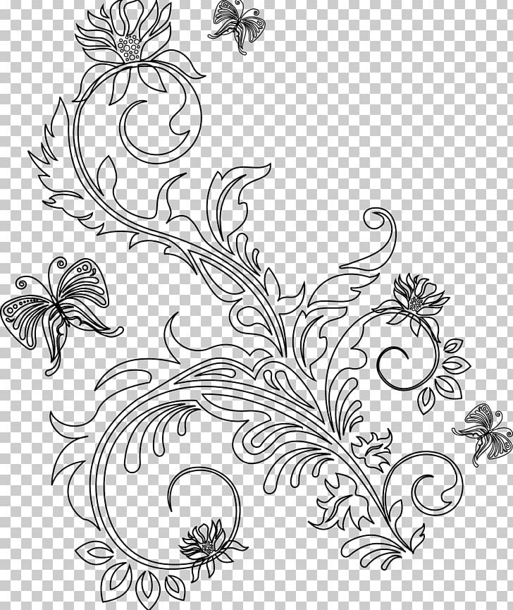 Flower Floral Design Ornament PNG, Clipart, Art, Artwork, Black And White, Branch, Decorative Arts Free PNG Download
