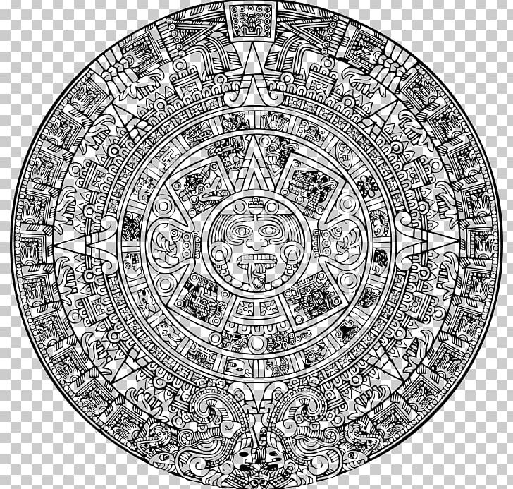Aztec Calendar Stone Aztec Empire Mesoamerica Maya Civilization PNG, Clipart, Aztec, Aztec Calendar, Aztec Calendar Stone, Aztec Empire, Black And White Free PNG Download
