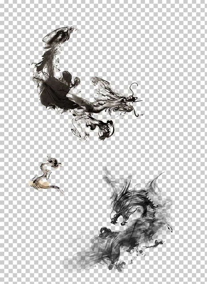 Chinese Dragon Ink Wash Painting PNG, Clipart, Bird, Chinese Lantern, Computer Wallpaper, Dragon, Fictional Character Free PNG Download