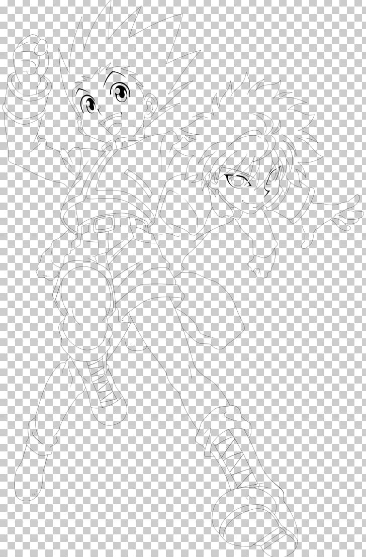 Killua Zoldyck Gon Freecss Line Art Zoldyck Family Sketch PNG, Clipart, Anime, Arm, Artwork, Black, Black And White Free PNG Download
