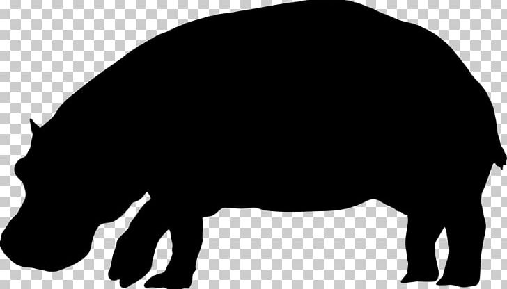 Pig Hippopotamus Silhouette PNG, Clipart, Animal, Black And White, Cattle Like Mammal, Clip Art, Elephant Free PNG Download