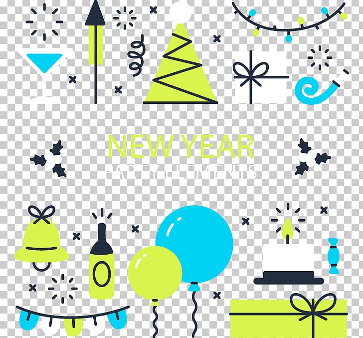 Party New Year Euclidean PNG, Clipart, Adobe Illustrator, Balloon, Blue, Cake, Elements Vector Free PNG Download