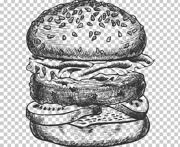 Hamburger Cheeseburger Veggie Burger Fast Food PNG, Clipart, Black And White, Burger King, Cheeseburger, Cheeseburger, Drawing Free PNG Download