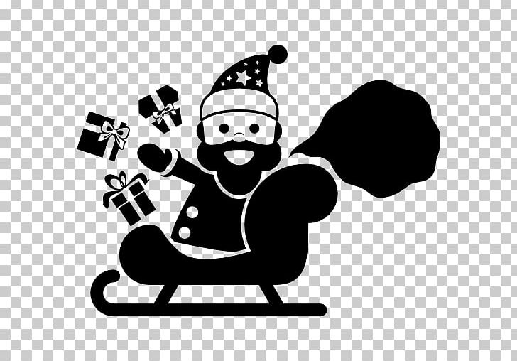 Santa Claus Sled Christmas Rudolph Mrs. Claus PNG, Clipart, Artwork, Black And White, Christmas, Christmas Gift, Claus Free PNG Download