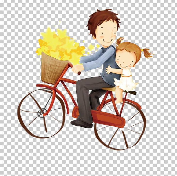Fathers Day Cartoon Child PNG, Clipart, Bicycle, Bicycle Accessory, Boy, Childrens Day, Daughter Free PNG Download