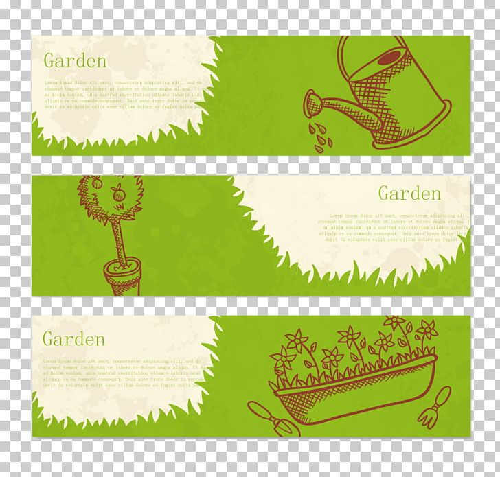 Green Garden Banner Material PNG, Clipart, Banner, Border, Cdr, Encapsulated Postscript, Garden Free PNG Download