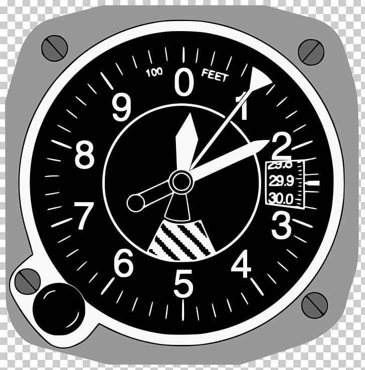 Airplane Altimeter Altitude Atmospheric Pressure Barometer PNG, Clipart, Airplane, Altimeter, Aneroid Barometer, Atmosphere Of Earth, Black And White Free PNG Download
