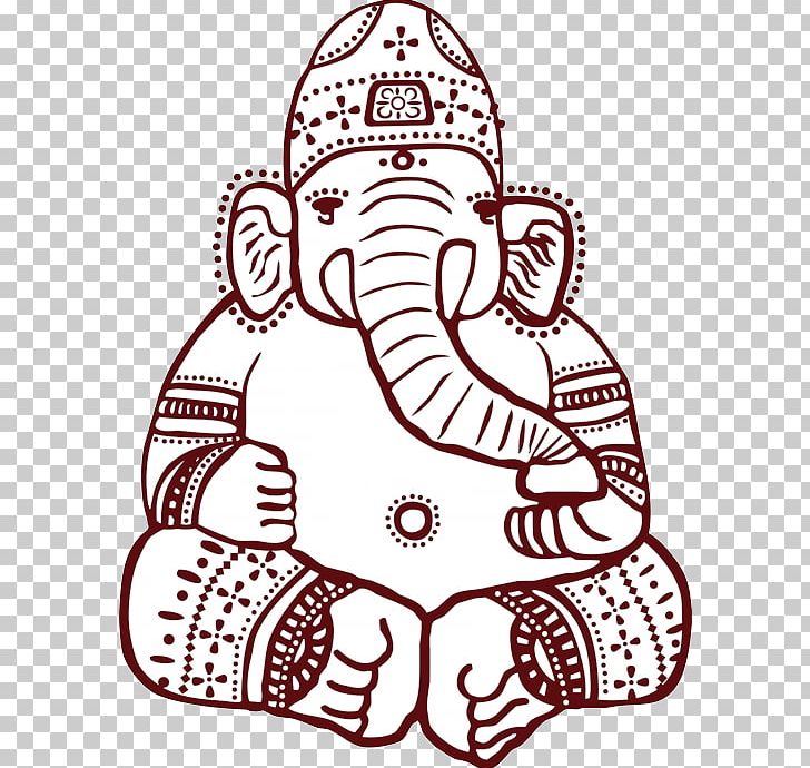 Ganesha Asian Elephant Mehndi PNG, Clipart, Area, Art, Asian Elephant, Black And White, Drawing Free PNG Download
