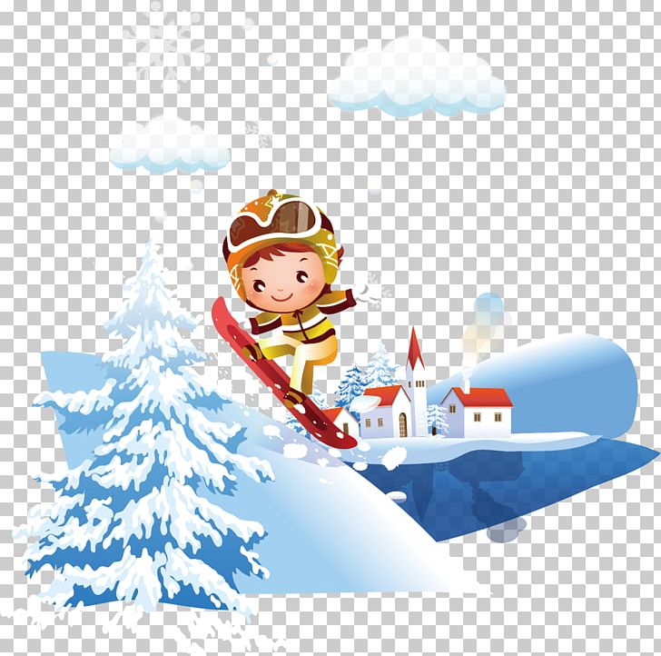 Skiing Cartoon Illustration PNG, Clipart, Cartoon, Creative Background, Fictional Character, Poster, Sno Free PNG Download
