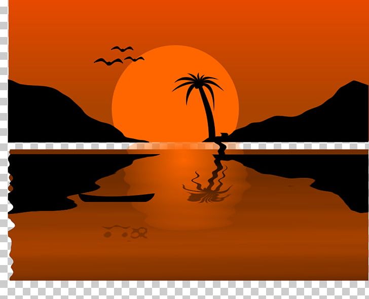 sunset over water clipart 8