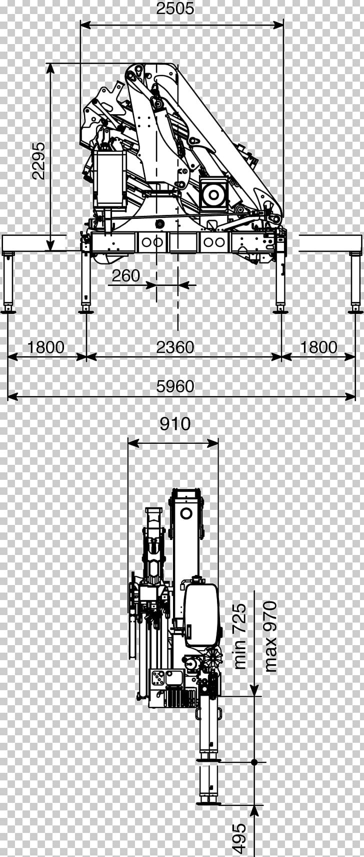 Crane Technical Drawing EFFER S.P.A. Architectural Engineering Machine PNG, Clipart, Angle, Architectural Engineering, Area, Artwork, Black And White Free PNG Download