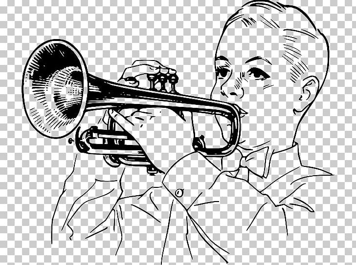 Trumpeter Drawing PNG, Clipart, Arm, Artwork, Automotive Design, Black And White, Brass Instrument Free PNG Download