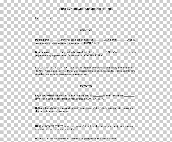 Document Modelos De Contratos Contract Renting Aanneming Van Werk PNG, Clipart,  Free PNG Download