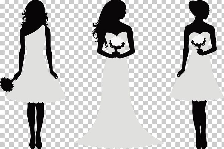 Decorative Silhouette Bride And Bridesmaids PNG, Clipart, Black And White, Bride, Bridesmaid, Bridesmaids, Decoration Free PNG Download