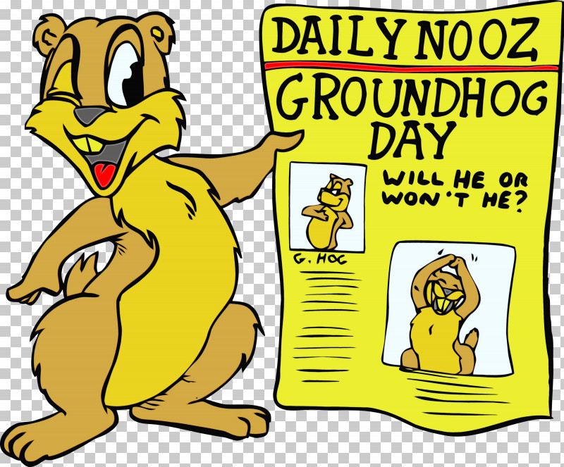 Cartoon Yellow Animal Figure Humour PNG, Clipart, Animal Figure, Cartoon, Groundhog, Groundhog Day, Happy Groundhog Day Free PNG Download