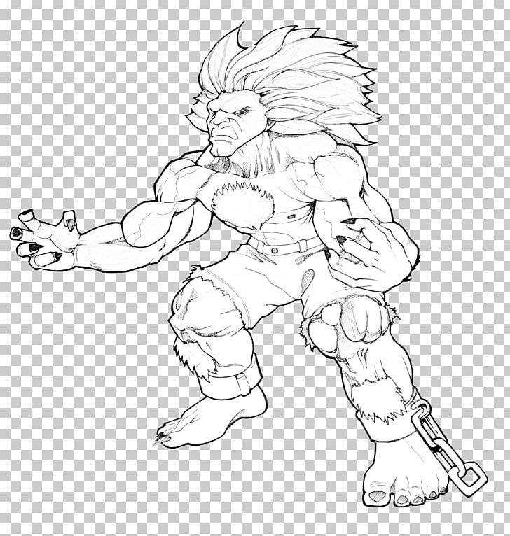 Drawing Blanka Line Art Monochrome Sketch PNG, Clipart, Arm, Artwork, Black And White, Blanka, Cartoon Free PNG Download
