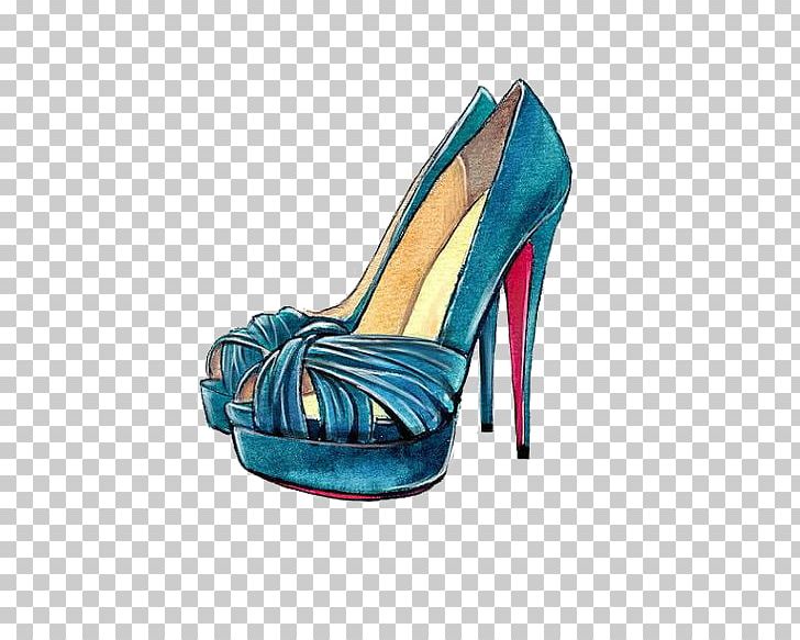 Fashion Sketchbook High-heeled Footwear Drawing Illustration PNG, Clipart, Accessories, Aqua, Blue Background, Cartoon, Electric Blue Free PNG Download