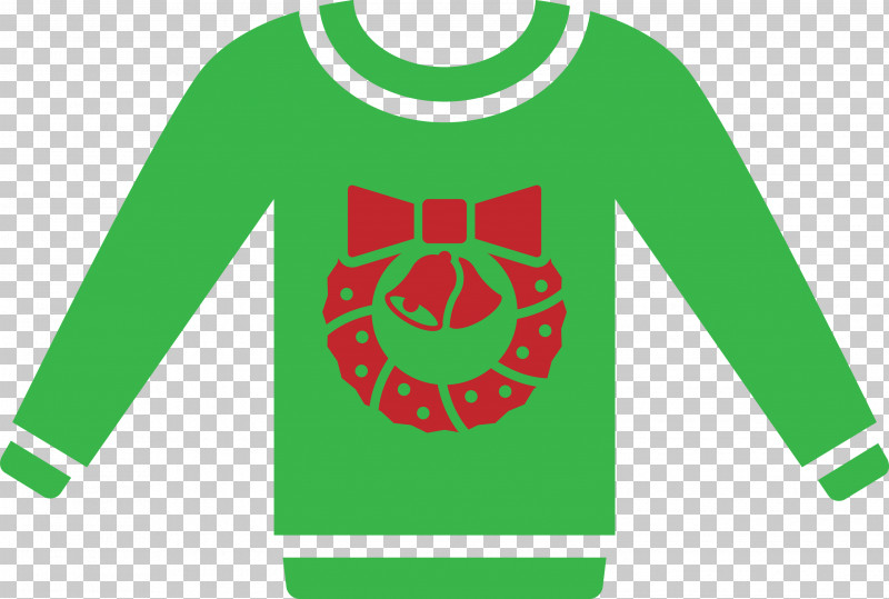 Christmas Sweater PNG, Clipart, Christmas Sweater, Clothing, Green, Longsleeved Tshirt, Outerwear Free PNG Download