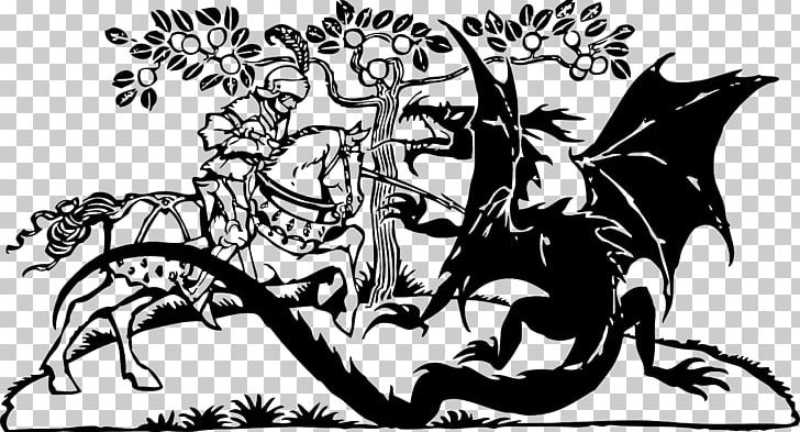 Saint George And The Dragon PNG, Clipart, Art, Artwork, Black And White, Cartoon, Demon Free PNG Download