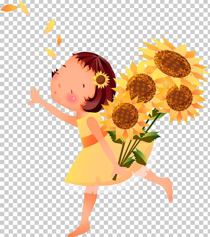 Common Sunflower Girl PNG, Clipart, Baby, Cartoon, Child, Computer Wallpaper, Cuteness Free PNG Download