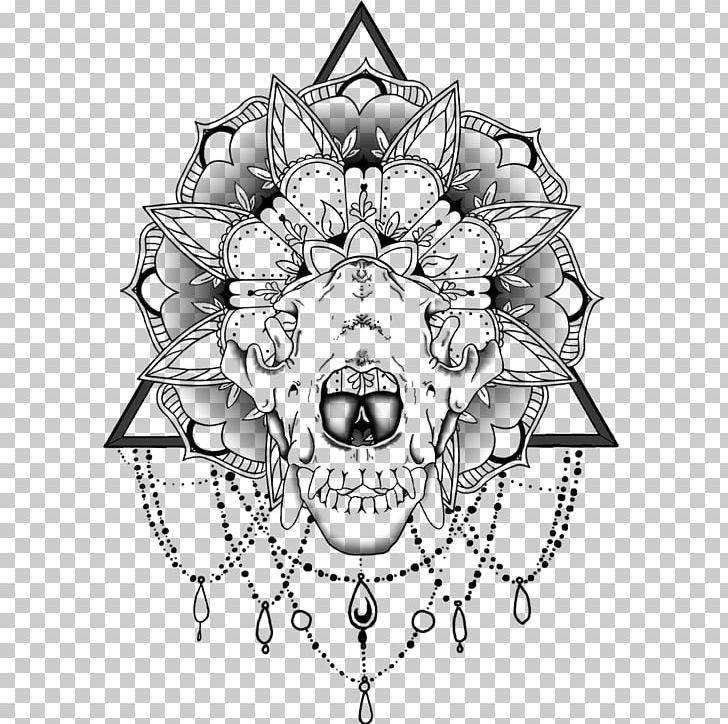 Mandala Skull Tattoo Wiki PNG, Clipart, Abziehtattoo, Art, Black And White, Buddhism, Carnivoran Free PNG Download