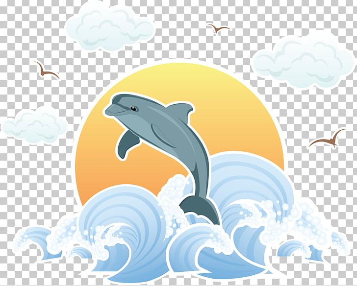 Wind Wave Dolphin Sea Illustration PNG, Clipart, Animals, Blue, Cartoon, Computer Wallpaper, Creative Ads Free PNG Download