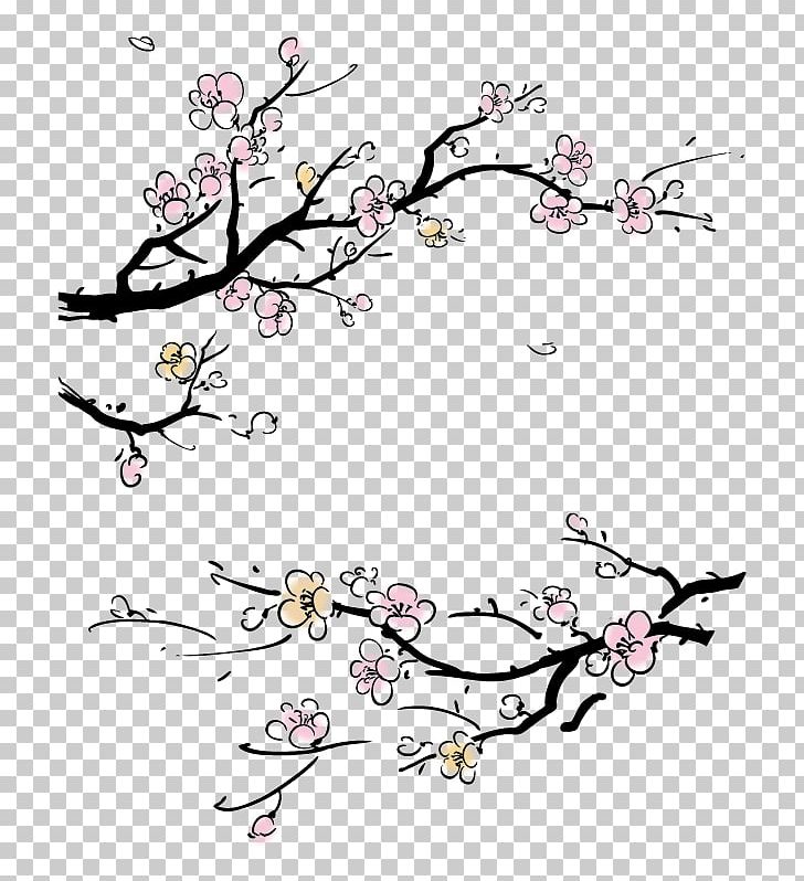 Chinese Painting Illustration PNG, Clipart, Adobe Illustrator, Art, Blossom, Branch, Flower Free PNG Download