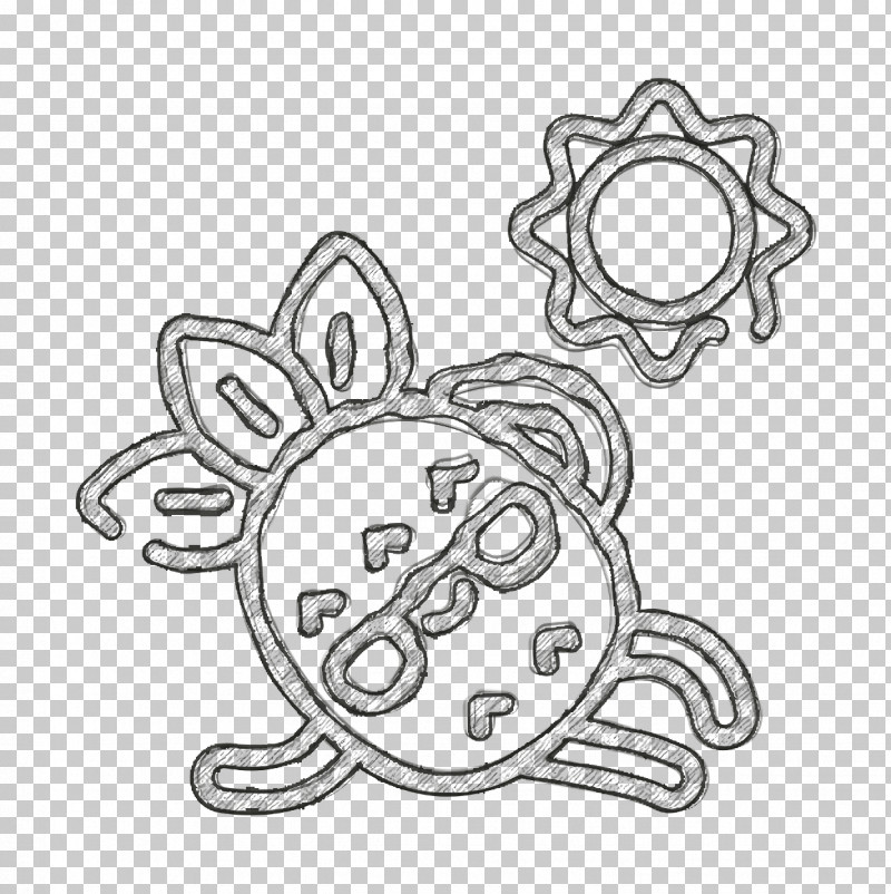 Sun Icon Sunbathing Icon Pineapple Character Icon PNG, Clipart, Blackandwhite, Circle, Coloring Book, Drawing, Line Art Free PNG Download