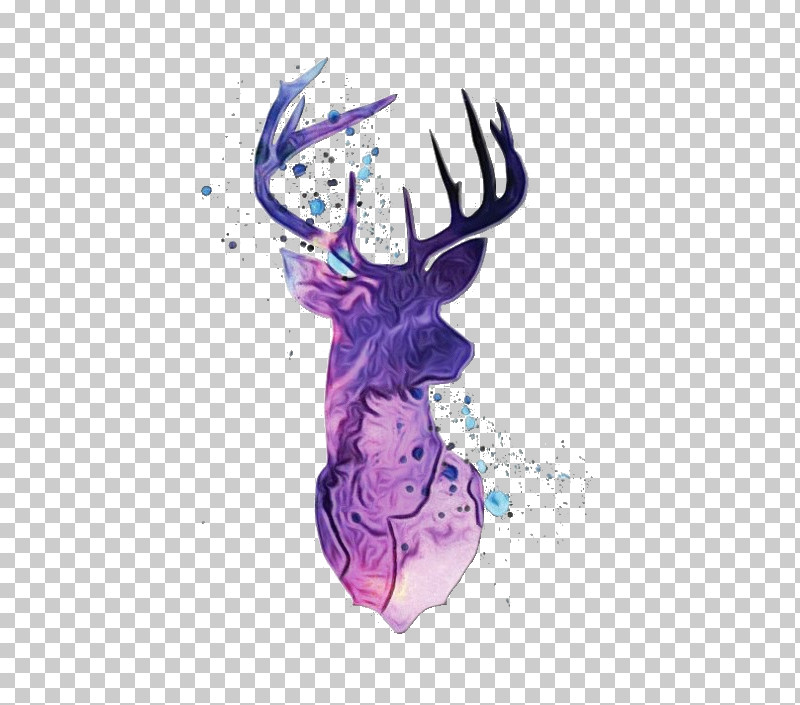 Purple Violet Deer Head Drawing PNG, Clipart, Deer, Drawing, Elk, Head, Horn Free PNG Download