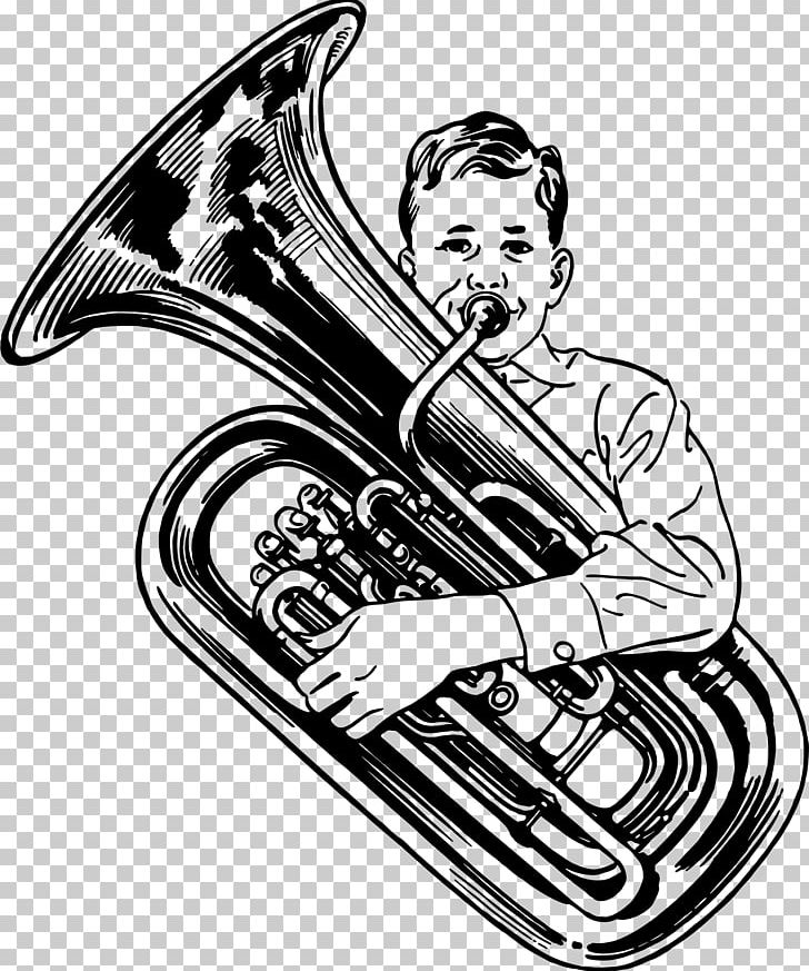 Tuba Drawing Brass Instruments Sousaphone PNG, Clipart, Alto Horn, Automotive Design, Black And White, Brass Instrument, Cornet Free PNG Download