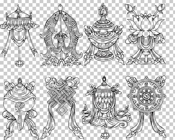 imgbin buddhist symbolism buddhism tattoo ashtamangala buddhism weapons vase decoration collage