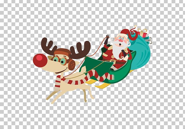 Santa Claus Village Reindeer Sled Christmas PNG, Clipart, Christmas, Christmas Card, Christmas Decoration, Deer, Drawing Free PNG Download