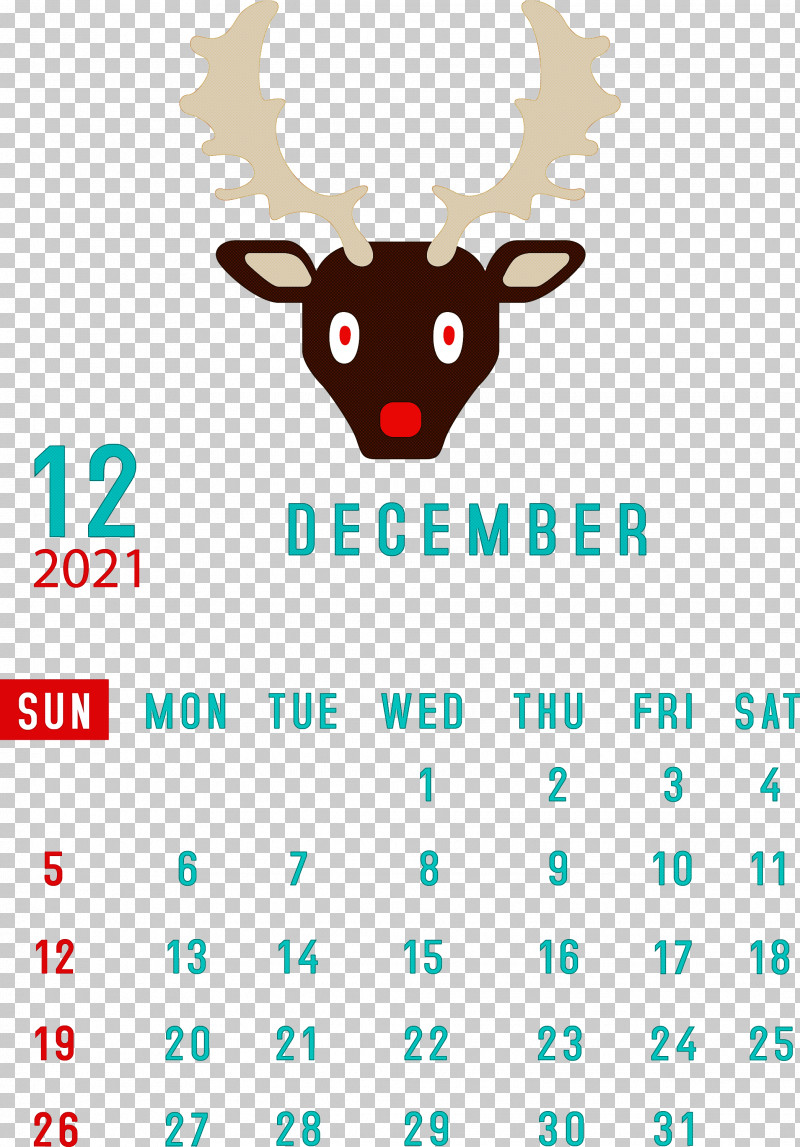December 2021 Printable Calendar December 2021 Calendar PNG, Clipart, Antler, Cartoon, December 2021 Calendar, December 2021 Printable Calendar, Deer Free PNG Download