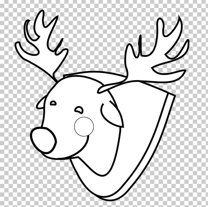 Reindeer Rudolph Black And White PNG, Clipart, Antler, Art, Black And White, Deer, Drawing Free PNG Download