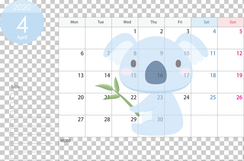 April 2020 Calendar April Calendar 2020 Calendar PNG, Clipart, 2020 Calendar, April 2020 Calendar, April Calendar, Koala, Line Free PNG Download