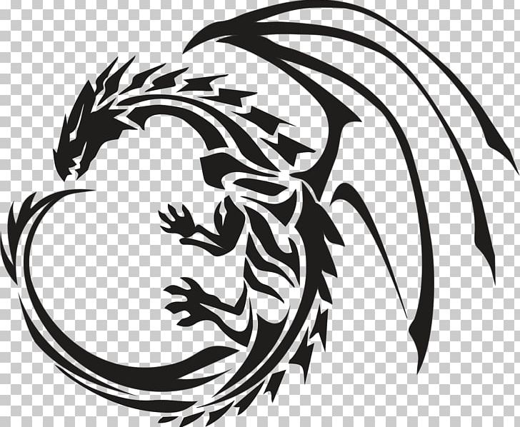 Dragon Tattoo PNG, Clipart, Art, Beak, Bird, Black And White, Carnivoran Free PNG Download