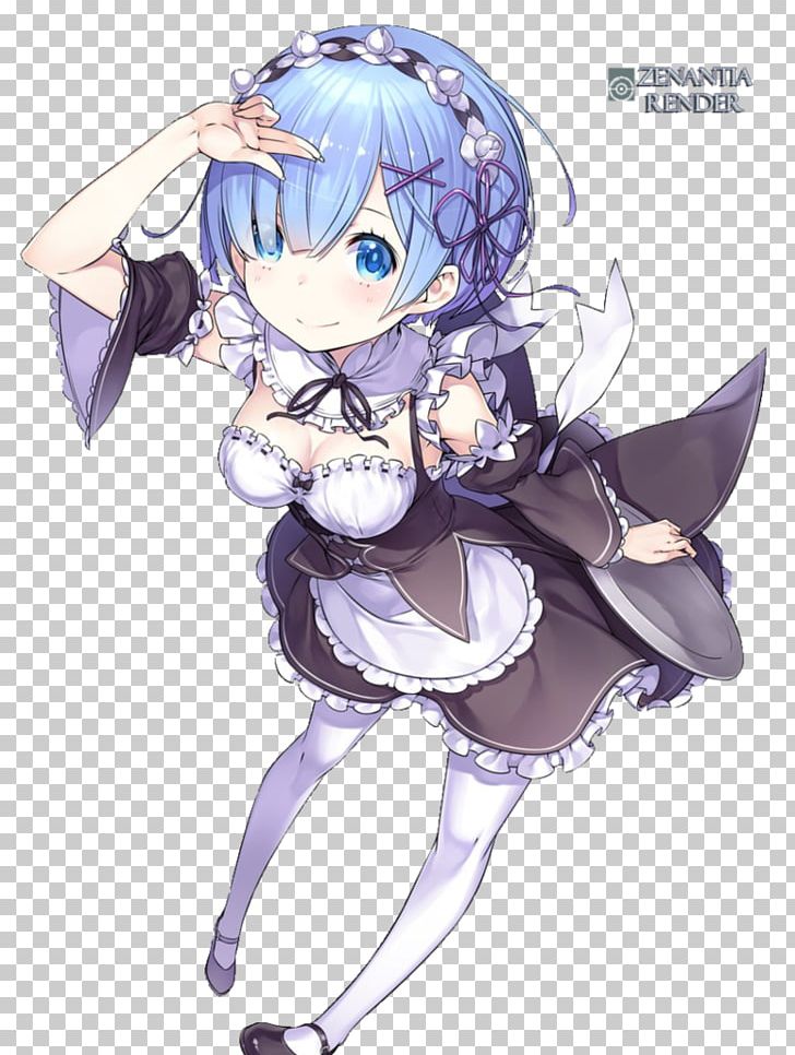 Re:Zero − Starting Life In Another World R.E.M. Anime Rendering PNG, Clipart, Art, Artwork, Black Hair, Blue, Cartoon Free PNG Download