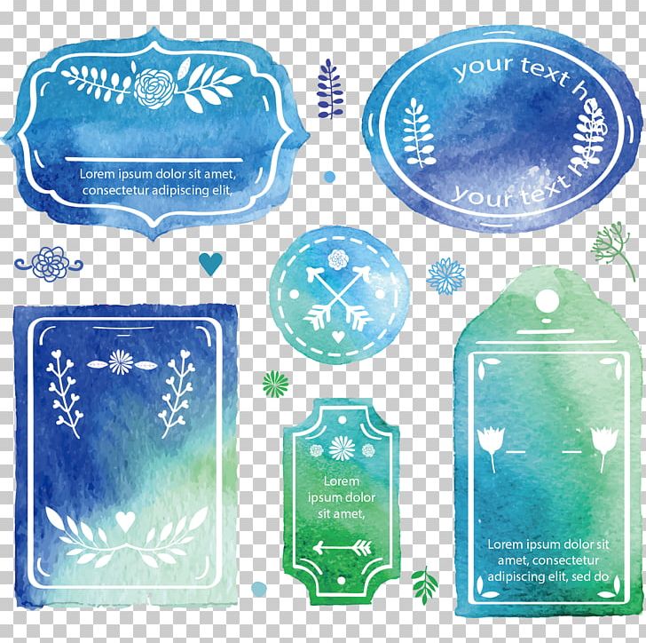 Blue Green Watercolor Wedding Label PNG, Clipart, Aqua, Blue, Color, Encapsulated Postscript, Flower Free PNG Download