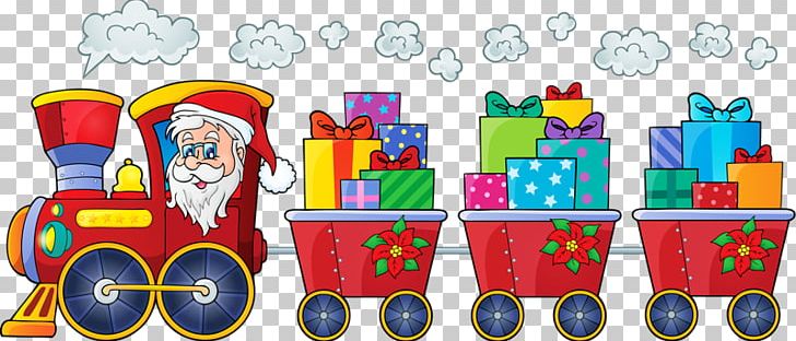 Train Santa Claus Rail Transport Christmas PNG, Clipart, Cartoon, Christmas, Christmas Border, Christmas Decoration, Christmas Frame Free PNG Download