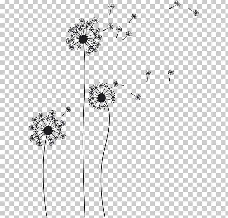 Cut Flowers Plant Stem Flowering Plant Line Art PNG, Clipart, Black And White, Branch, Branching, Cut Flowers, Dandelion Free PNG Download