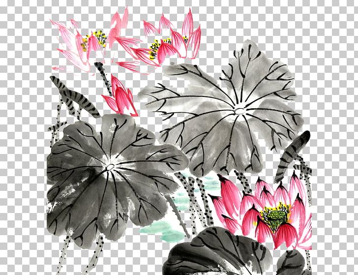 Floral Design Ink Wash Painting Chinese Painting PNG, Clipart, Bird, Birdandflower Painting, Chinese, Color Ink Splash, Cut Flowers Free PNG Download