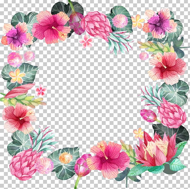 Romantic Watercolor Hand Painted Flower Borders PNG, Clipart, Artificial Flower, Border, Dahlia, Flower, Flower Arranging Free PNG Download