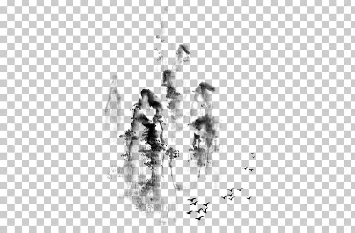 Shan Shui Ink Wash Painting Chinese Painting PNG, Clipart, Aerial, Bird, Black, Black And White, Black Ink Free PNG Download