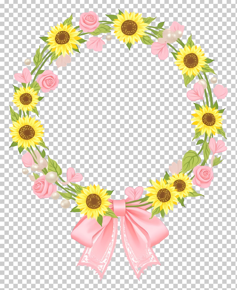 Sunflower Wreath - Floral Wreath With Sunflowers And Roses PNG