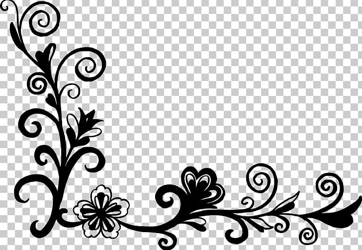 Flower Floral Design Black And White PNG, Clipart, Art Corner, Artwork, Black, Black And White, Branch Free PNG Download