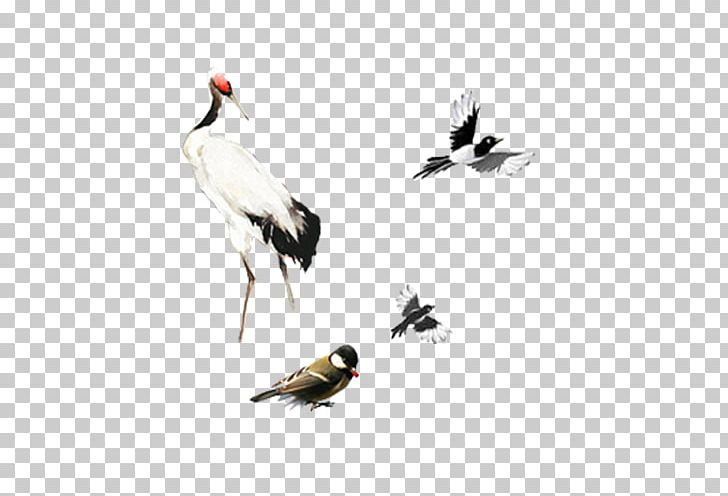 Red-crowned Crane Ink Wash Painting Chinoiserie PNG, Clipart, Animal, Architecture, Art, Beak, Bird Free PNG Download