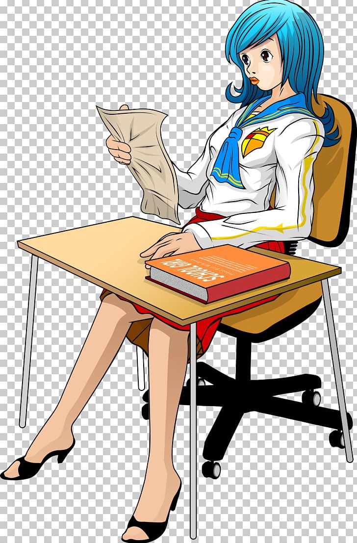 Cartoon Drawing Student Character PNG, Clipart, Animation, Anime, Art, Cartoon, Chair Free PNG Download