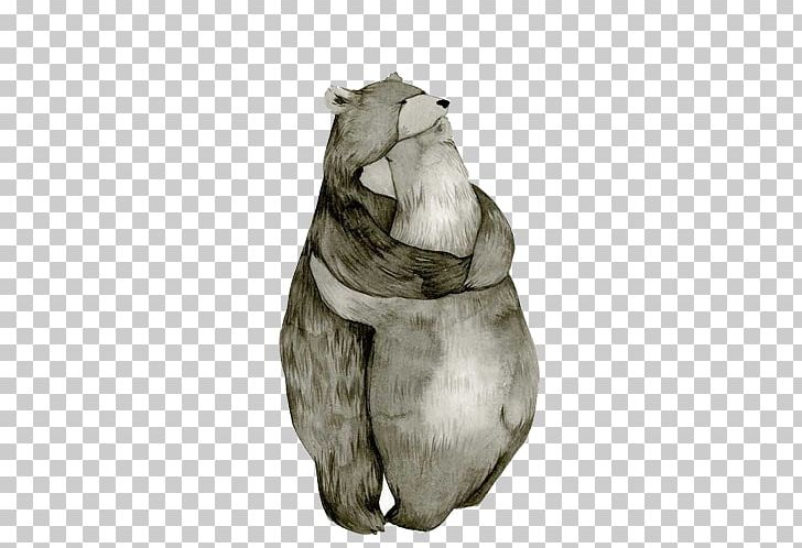 Bear Hug Drawing Illustration PNG, Clipart, Animals, Art, Bear, Black, Black And White Painting Free PNG Download
