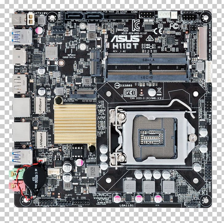 LGA 1151 ASUS H110T DDR4 SDRAM Mini-ITX Motherboard PNG, Clipart, Asus, Computer Component, Computer Hardware, Cpu, Cpu Socket Free PNG Download